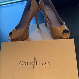 Cole Haan Women's Beige Peep Toe Heels